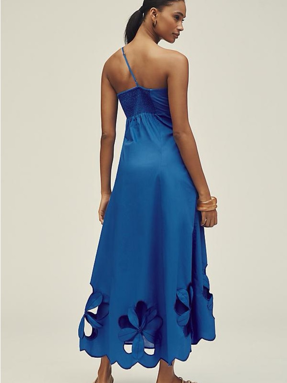 Anthropologie Strapless Blue Floral Appliqué Maxi Dress - Picture 2 of 3